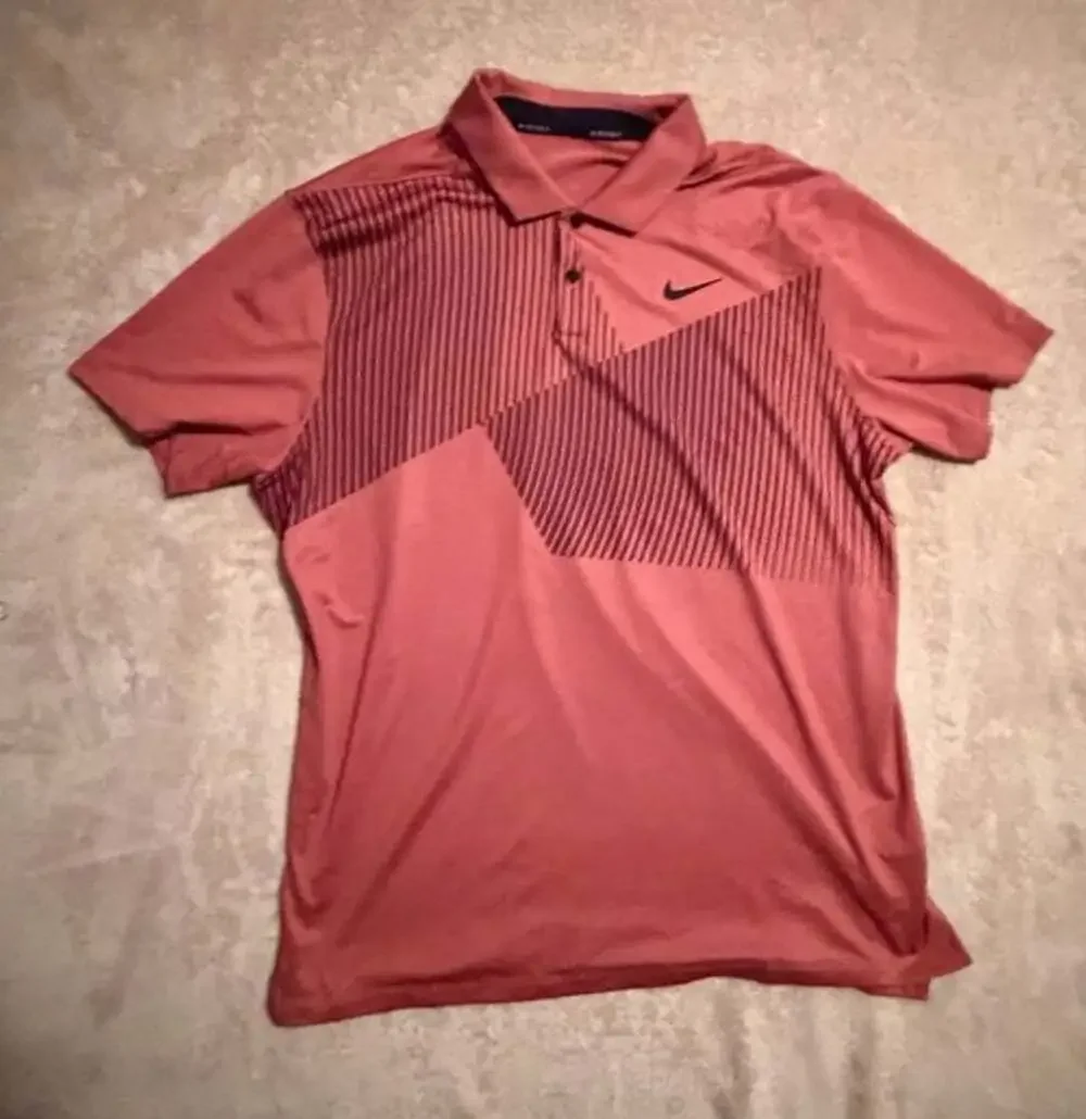 Nike Dri-FIT Vapor Print Golf Polo Size L Maroon Graphic Striped